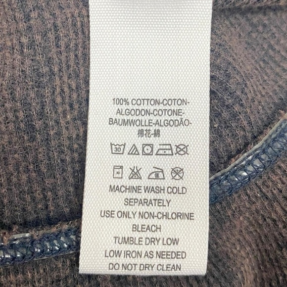 Free People Grunge Henley Thermal Ruffle Peplum Tee Washed Dark Brown Raw Hems M - Picture 12 of 13